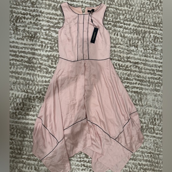 Donna Karan Dresses & Skirts - NWT Vintage Donna Karan Satin Baby Pink and Black High-low Handkerchief Dress